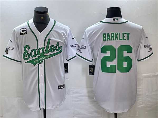 Men's Philadelphia Eagles #26 Saquon Barkley White With 3-star C Patch Cool Base Baseball Stitched Jerseys,We sell and wholesale Men's Philadelphia Eagles #26 Saquon Barkley White With 3-star C Patch Cool Base Baseball Stitched Jerseys on line form chian!